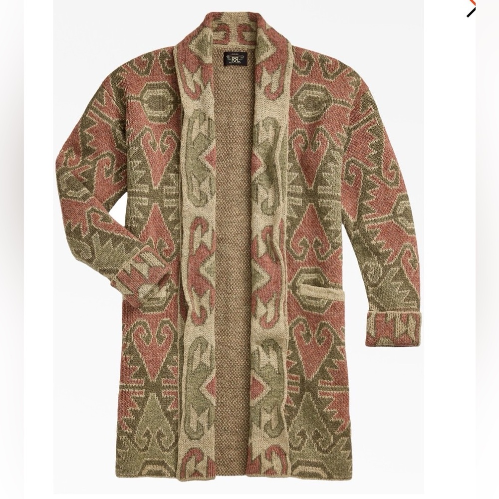 RRL Linen Blend Jacquard Cardigan Size 2